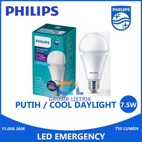 Jual Lampu Emergency Philips LED 7 5W Putih Cool Daylight Rechargeable