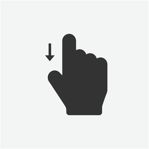 Swipe Down Finger Icon Hand Pointer Vector Click Select Press Icon