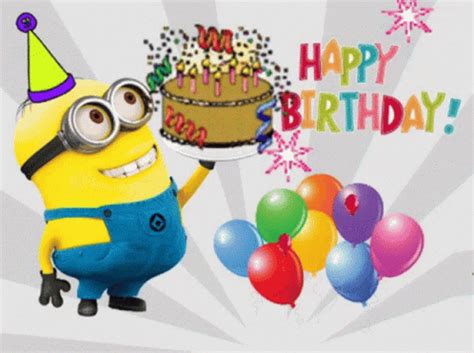 Happy Birthday Minions GIF - HappyBirthday Minions Cake - Discover ...