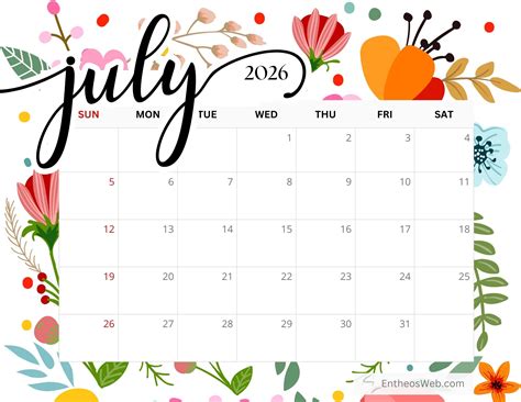 Floral 2026 Calendar – Free Monthly Printables | EntheosWeb