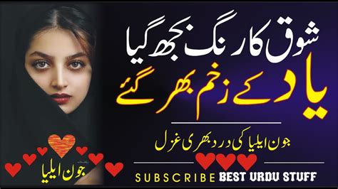 Jaun Elia Heart Touching Ghazal Shoq Ka Rang Bujh Gaya Yaad Ke Zakhm