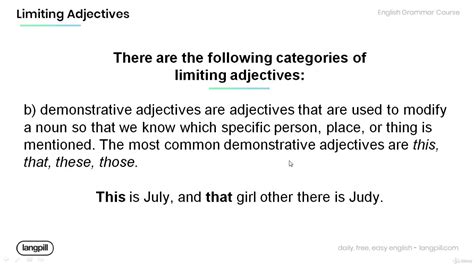 Types Of Limiting Adjectives