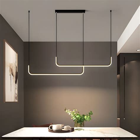 Linear Dining Room Ceiling Pendant Aluminum Led Modern Style Multi