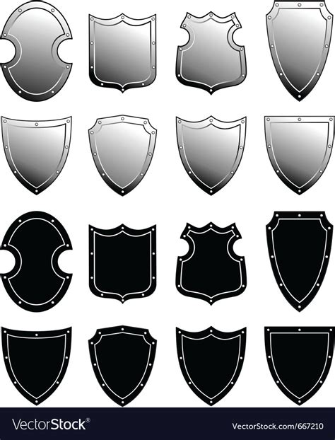 Metal Heraldic Shield Set Royalty Free Vector Image