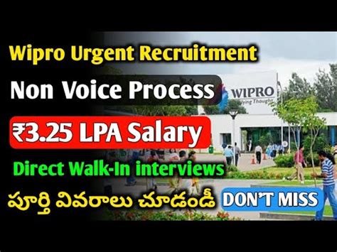 Wipro Urgent Recruitment Non Voice Process Walk In Interviews