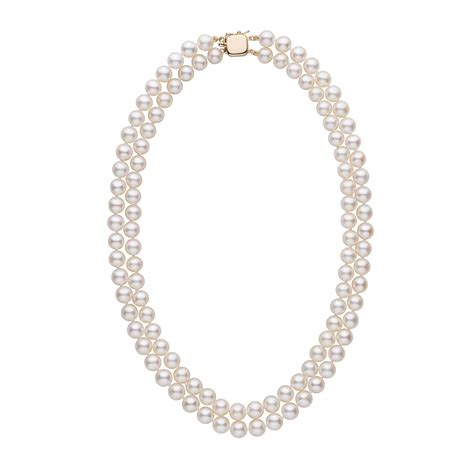 7 5 8 0 Mm Double Strand Aaa White Freshwater Pearl Necklace