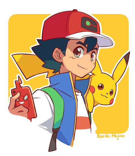 Pikachu Ash Ketchum Rotom And Rotom Phone Pokemon And More Drawn