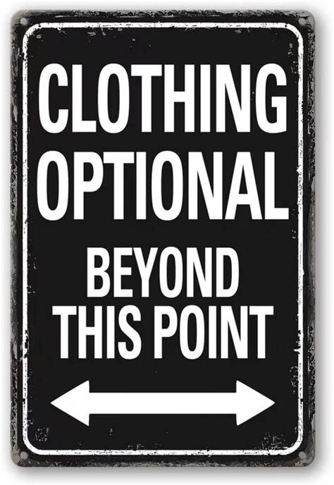 Clothing Optional Beyond This Point Home Metal Aluminum Tin Sign