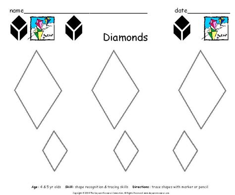 5 Best Images Of Printable Preschool Worksheets Diamond Free