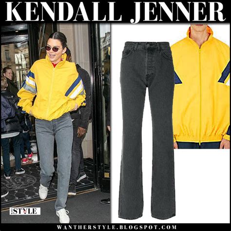 Kendall Jenner In Yellow Jacket And Dark Grey Jeans In Paris On April 4