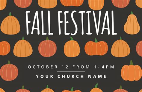 Pumpkins Hand Drawn Fall Festival Postcard - Church Postcards ...