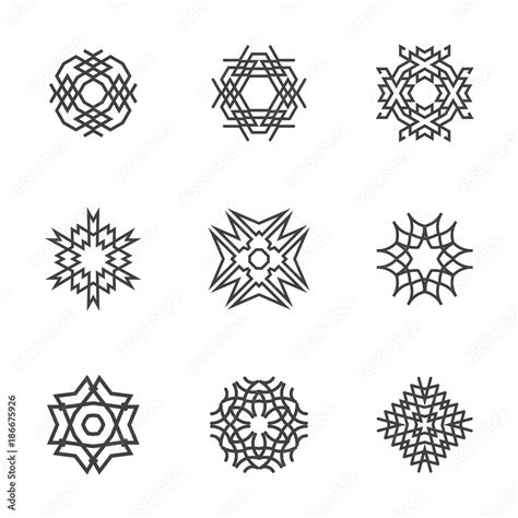 Vettoriale Stock Logo Design Templates Vector Abstract Geometric Pattern Shapes For Yoga Spa