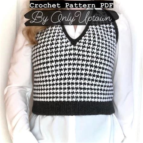 Houndstooth Vest Crochet Pattern Etsy