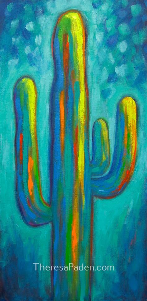 Colorful Southwestern Art: Colorful Southwest Cactus Paintings by Theresa Paden