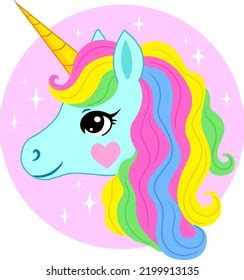 Head Cute Unicorn Closed Eyes Rainbow Stock Vector Royalty Free