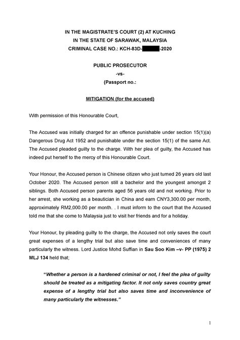 Mitigation Letter For Court Sample Templates Sample Printables