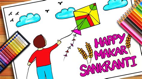 Easy Makar Sakranti Drawing Makar Sankranti Festival Drawing Easy