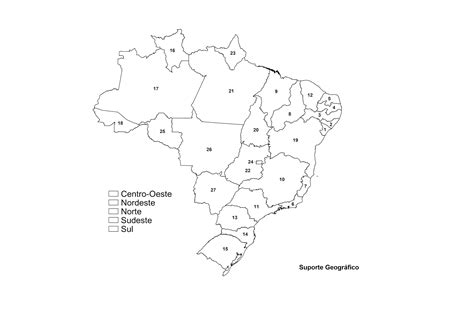 1 Mapa Das RegiÕes Do Brasil Com NÚmeros Para Colorir Suporte Geográfico