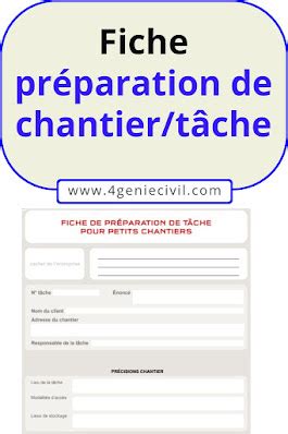 Mod Le Fiche De Pr Paration De Chantiers Par T Che