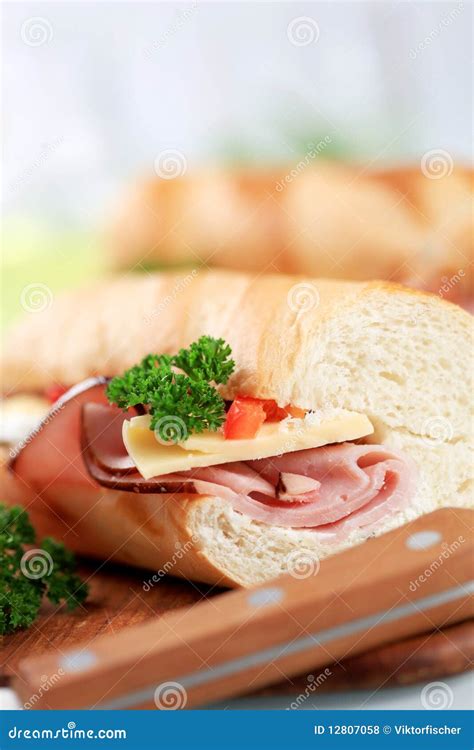 Ham and Cheese Sub Sandwich Stock Photo - Image of cheese, stuffed ...