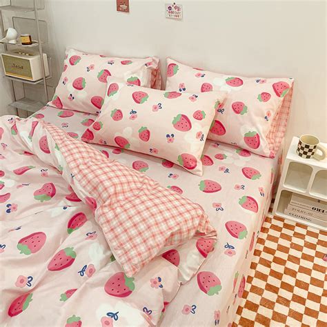 Cute Strawberry Bedding Set Jk3013 Juvkawaii