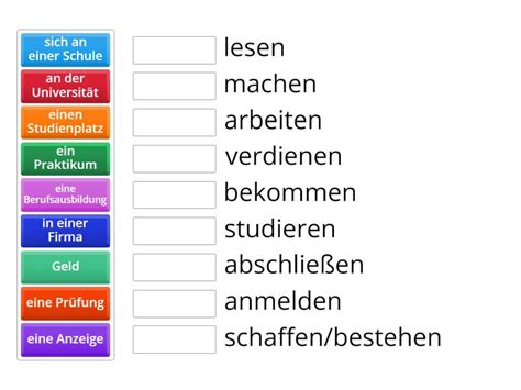 Menschen A1 2 Lektion 17 Wortschatz Match Up