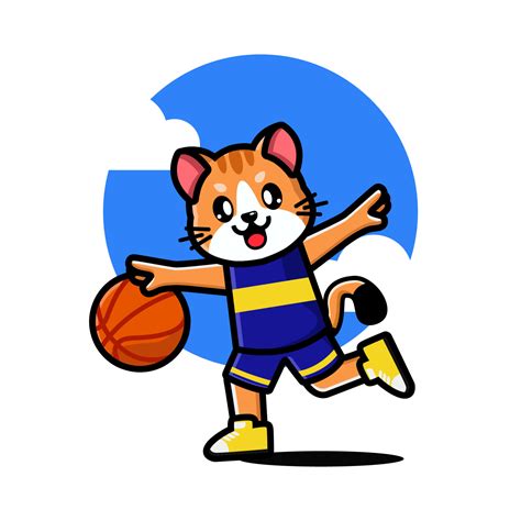 Happy cat playing basketball 12618514 Vector Art at Vecteezy