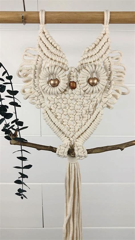 The Cutest Macrame Owl Wall Hanging Full Tutorial Is On Youtube Gray