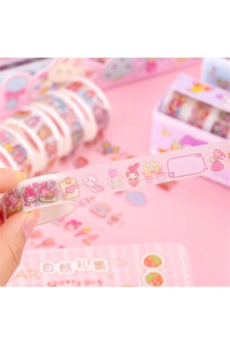 Genel Markalar 10 lu Sanrio Kawai Kuromi My Melody Figür Washi Tape