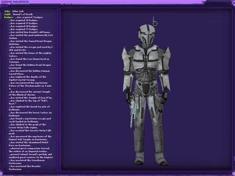 Star Wars Galaxies Mandalorian and Bounty Hunter armor PICS | Boba Fett ...