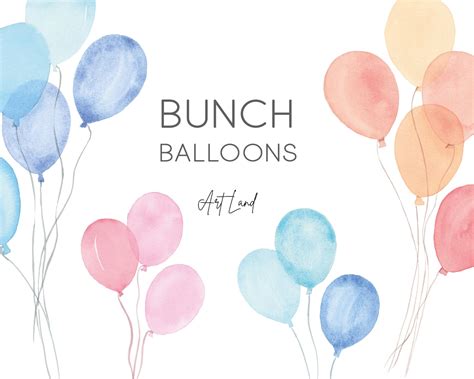 Watercolor Pastel Balloons Clipart Hand Painted Watercolour Etsy