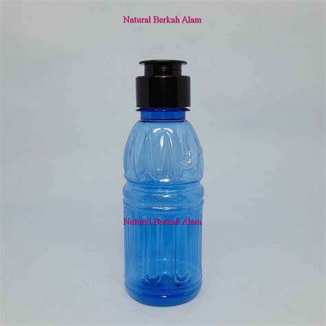 Jual Botol Plastik Bulat 220 Ml Biru Transparan Tutup Fliptop Jamur