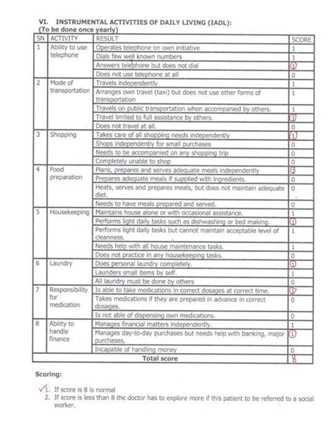 Solved Vi Instrumental Activities Of Daily Living Iadl