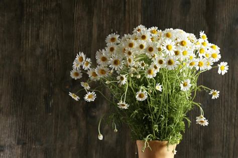 Premium Photo Beautiful Bouquet Of Daisies On Wooden Background