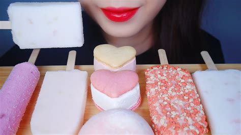 Asmr Pink Ice Cream 핑크 아이스크림 먹방 Mukbang Eating Sounds Youtube