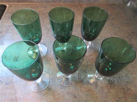 Six Tiffin Killarney Green Water Goblets Etsy