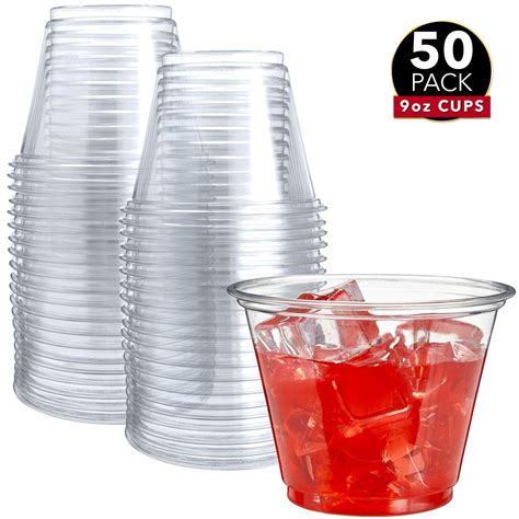 50 Clear Plastic Cups 9 Oz Plastic Cups Clear Disposable Cups Pet