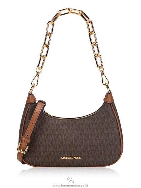 Michael Kors Signature Cora Medium Zip Pouchette Bag Brown