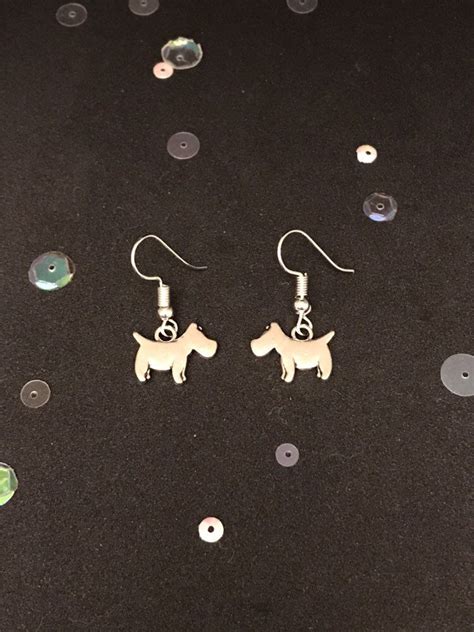 Silver Scottie Dog Earrings Vintage Style Dangly Charm Etsy Uk Dog