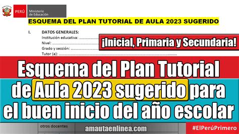 Esquema De Plan Tutorial De Aula 2023 Sugerido Para El Buen Inicio Del