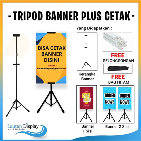 Jual Tripod Standing Banner Plus Cetak Flexi Banner Standard Albatros