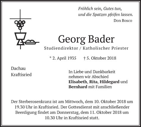 Traueranzeigen Von Georg Bader Trauer Merkur De