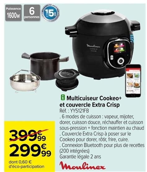 Promo I Multicuiseur Cookeo Et Couvercle Extra Crisp R F Yy Fb