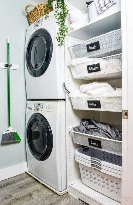 Image Of Small Laundry Room With Stacked Washer And Dryer And Ikea Pax Hack Lau Small Laundry