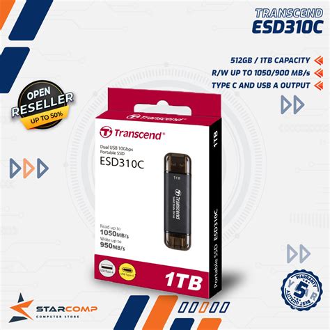 Jual Transcend ESD310C 512GB 1TB SSD Eksternal Portable ESD 310 C