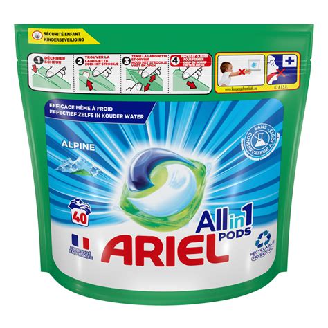 ARIEL Pods Capsules De Lessive Tout En 1 Alpine 40 Capsules Pas Cher