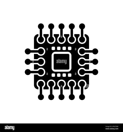 Computer Microchip Icon Chip Processor Sign Vector Illustration Stock