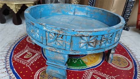 Rajasthani Hand Carved Chakki Table Coffee Table Vintage Etsy