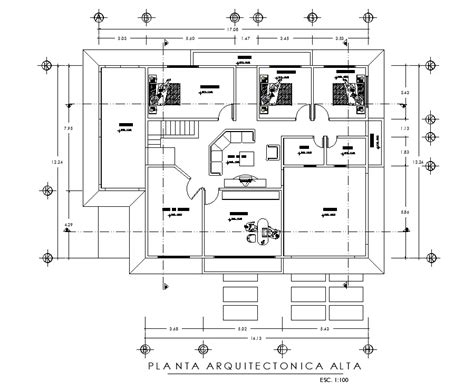 17x13m First Floor House Plan Is Given In This AutoCAD DWG Drawing File