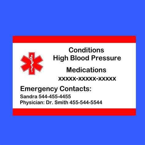 Medical Alert Card Emergency Alert Card Medical Wallet Card Etsy